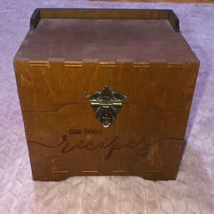 Wooden Hand Crafted Family Recipes Box with Twist Lock